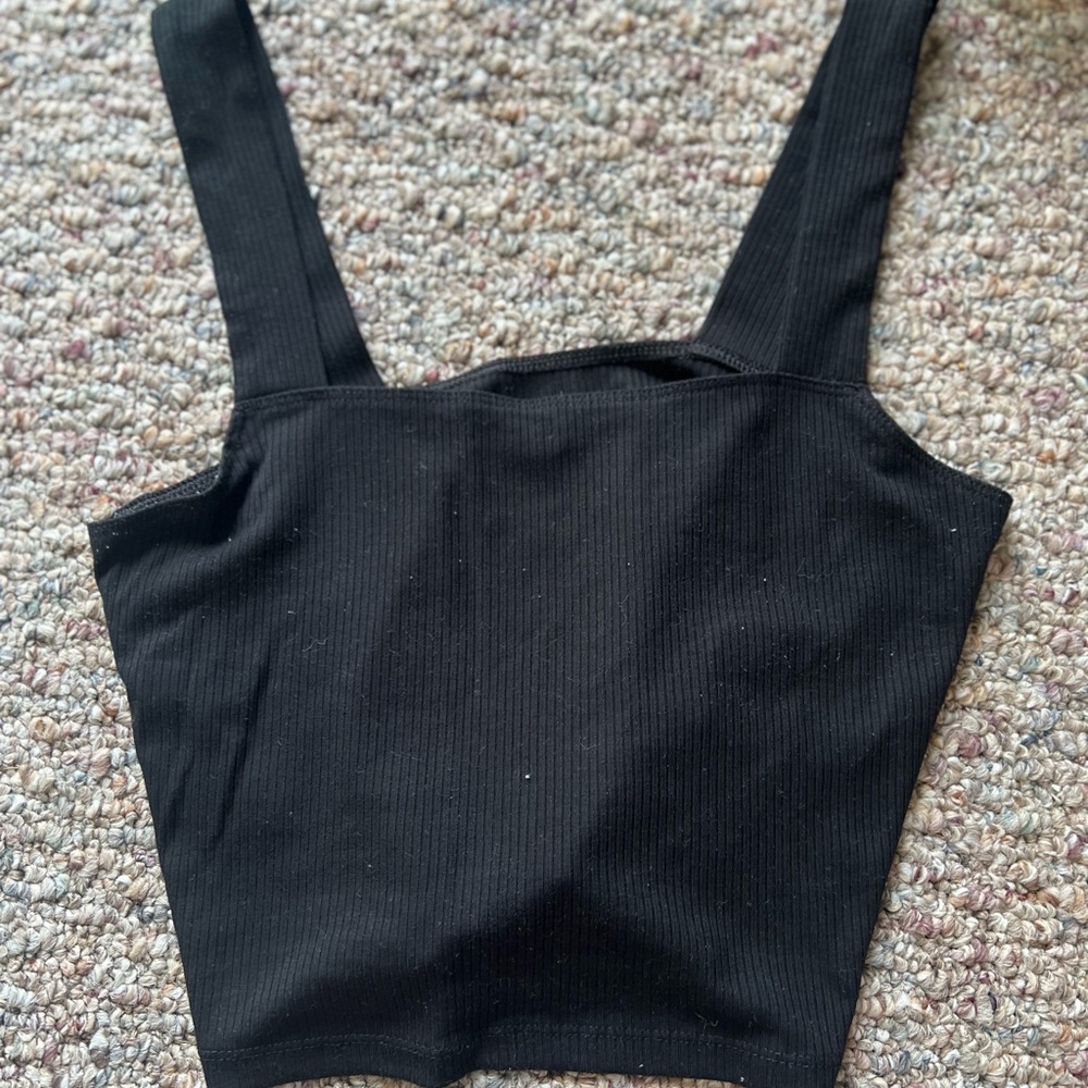 American Eagle Outfitters Black Sleeveless Crop Tank